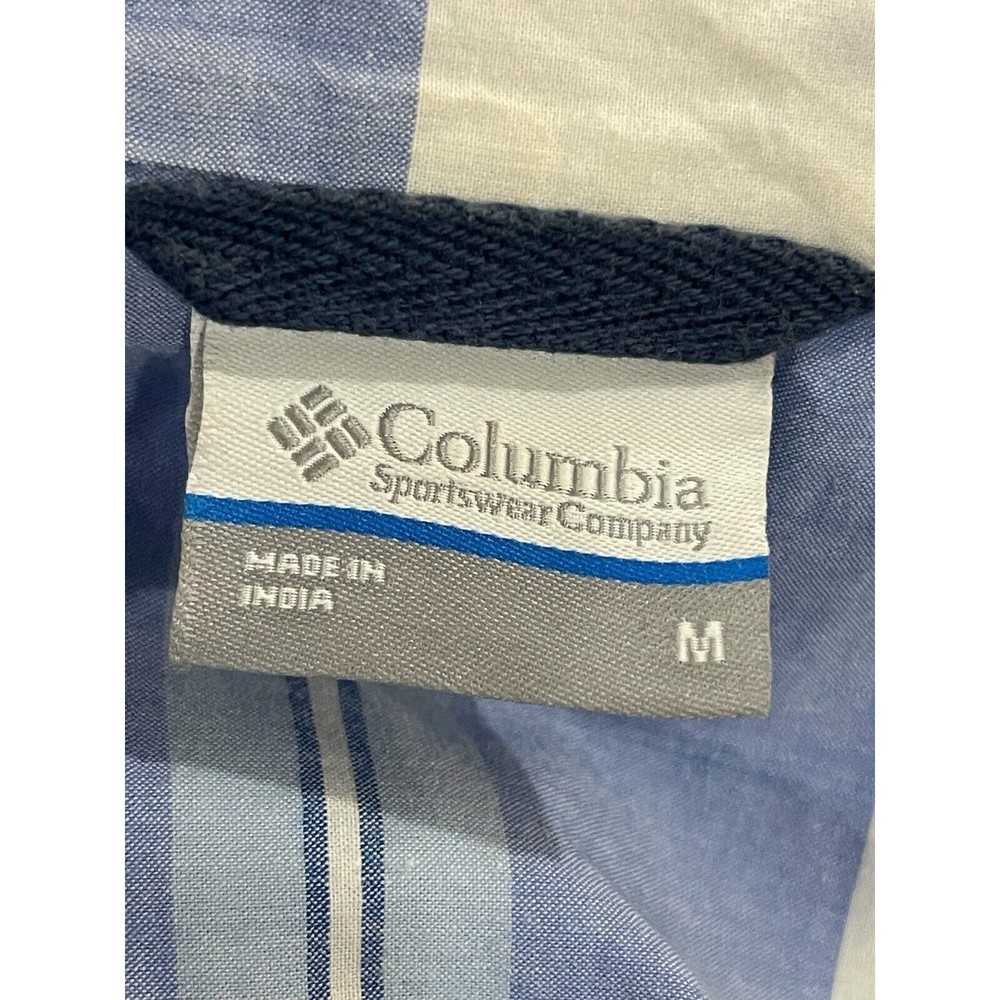 Columbia Mens Short Sleeve Button Up Shirt Blue White Striped Large Cotton - Picture 4 of 6